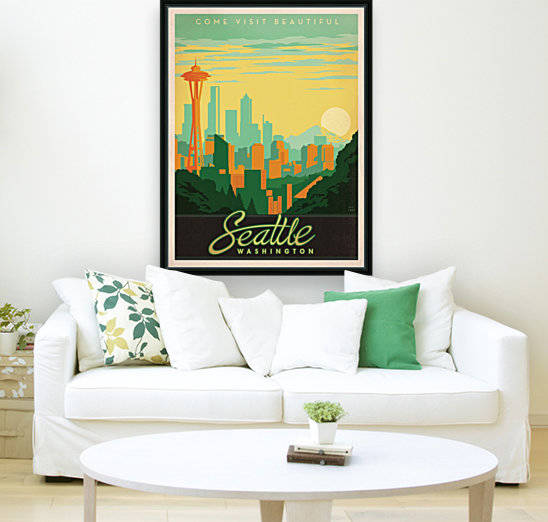 Come visit beautiful Seattle Washington travel poster by VINTAGE POSTER