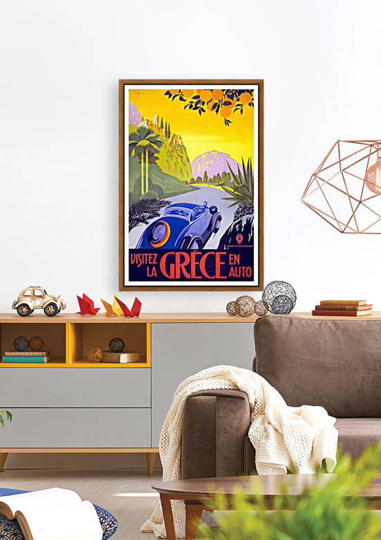 Visit Greece by car vintage travel poster by VINTAGE POSTER
