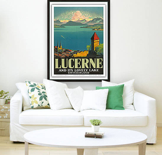 Lucerne and its lovely lake Switzerland travel poster by VINTAGE POSTER