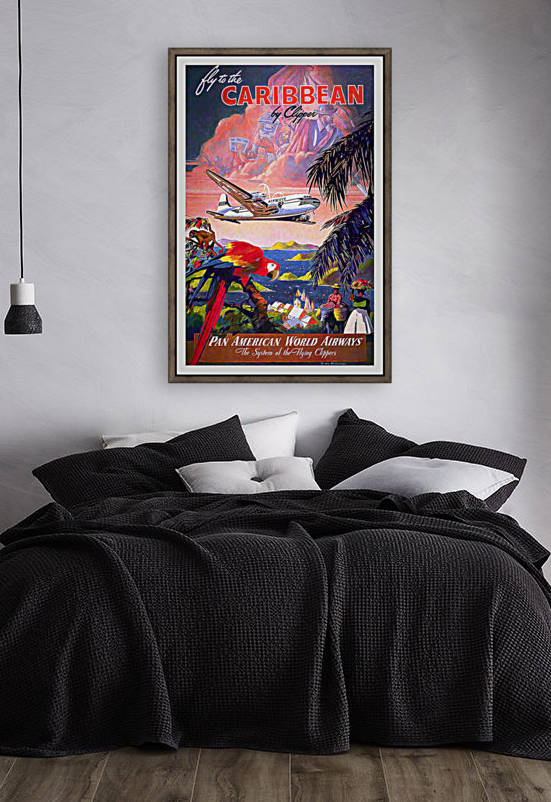 Fly to the Caribbean Pan American World Airways vintage travel poster by VINTAGE POSTER