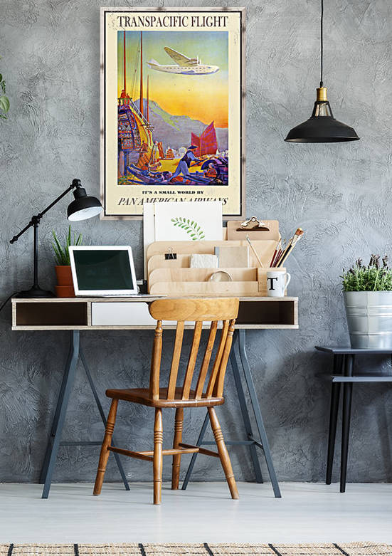 Transpacific flight Pan American Airways by VINTAGE POSTER