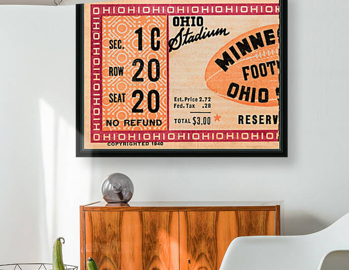 1940 Minnesota vs. Ohio State Football Ticket Stub Art by Row One Brand