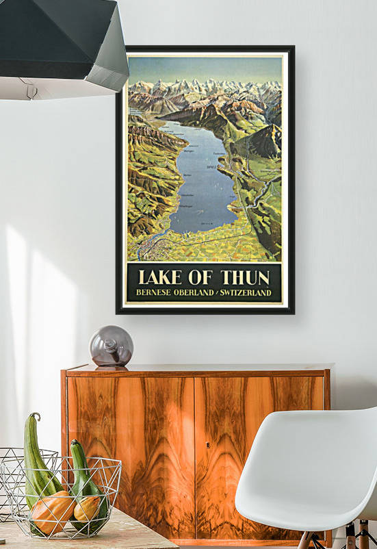 Lake of Thun Bernese Oberland Switzerland Max Bieder Vintage Travel Poster 1946 by VINTAGE POSTER