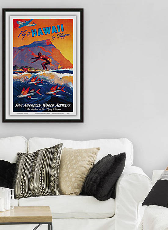 Fly To Hawaii Pan American World Airways travel poster by VINTAGE POSTER