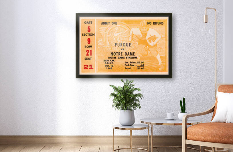 1946 Notre Dame vs. Purdue Ticket Art by Row One Brand