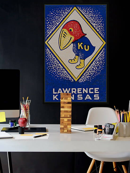 Vintage Kansas Jayhawk Art Lawrence Kansas by Row One Brand