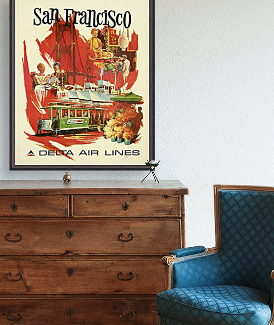 San Francisco Delta Air Lines travel poster by VINTAGE POSTER