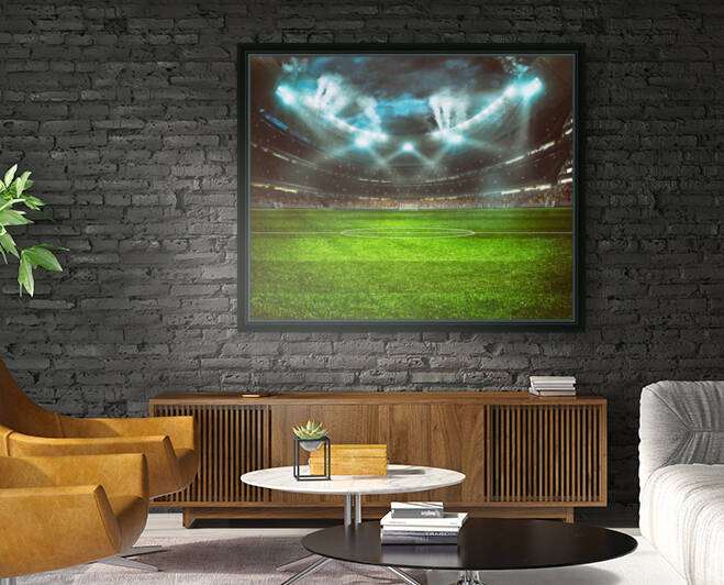 football stadium with stands full fans waiting night game by GrapyArt