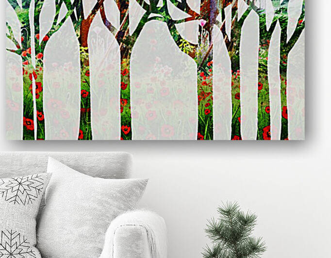 Watercolor Forest Silhouette Summer by Irina Sztukowski