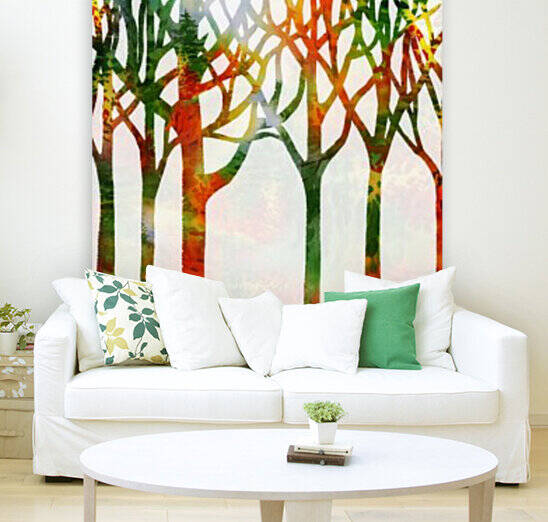 Watercolor Forest Silhouette Fall by Irina Sztukowski