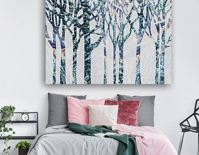 Watercolor Forest Silhouette Winter by Irina Sztukowski