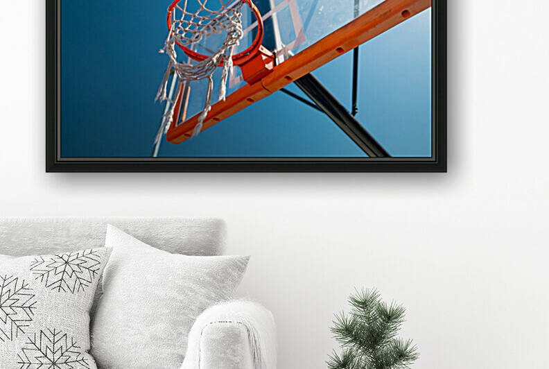 basketball hoop close up outdoors blue sky background by GrapyArt