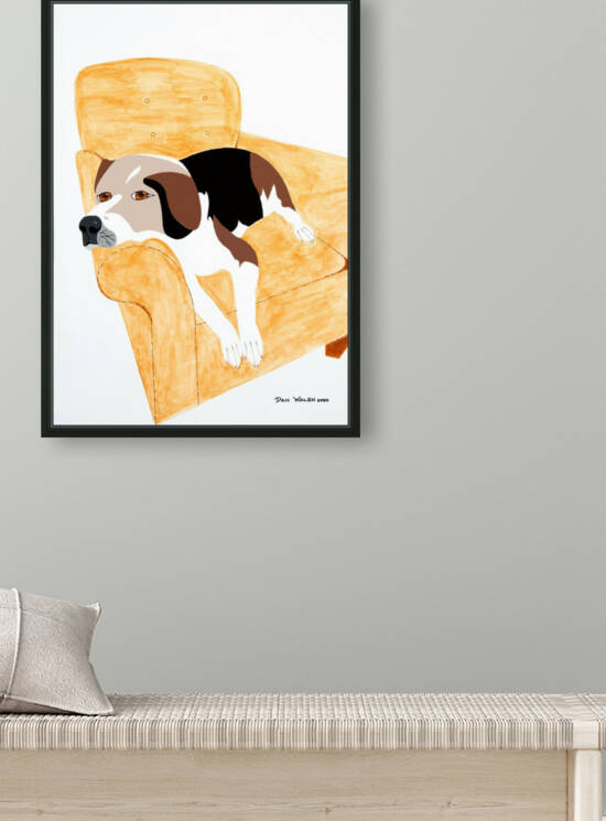 Coon Hound Dog on a chair    by Candace Frankland