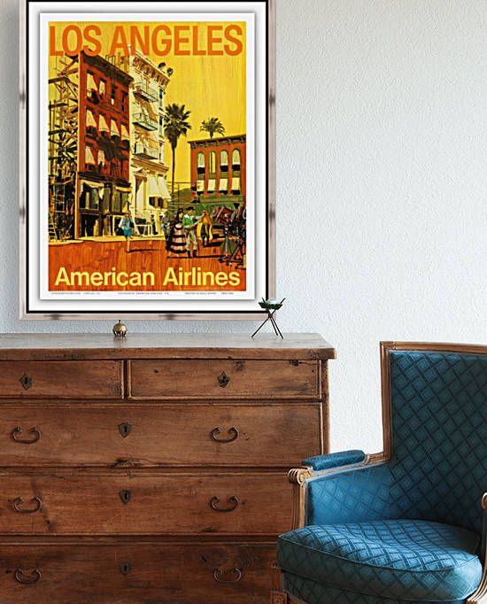 American Airlines Los Angeles vintage travel poster by VINTAGE POSTER