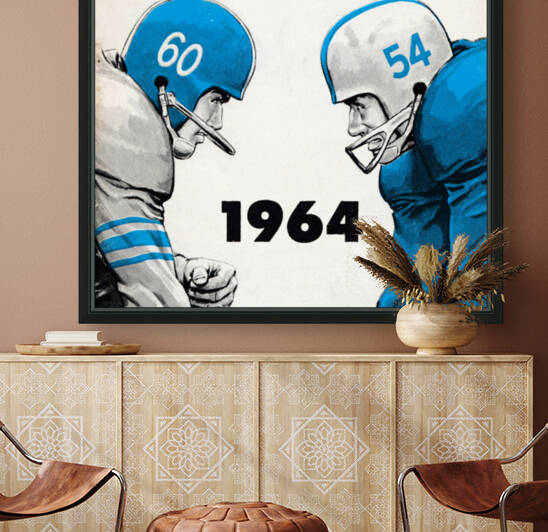 1964 Linemen Football Art by Row One Brand