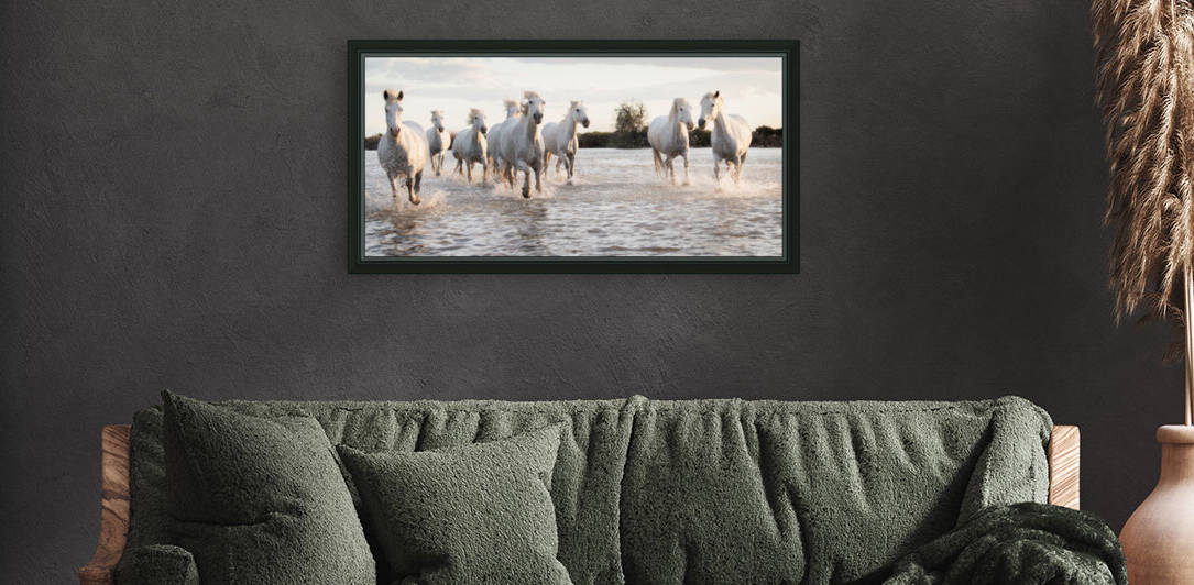 white horses are galoping water all sea camargue france Acrilyc Print by GrapyArt