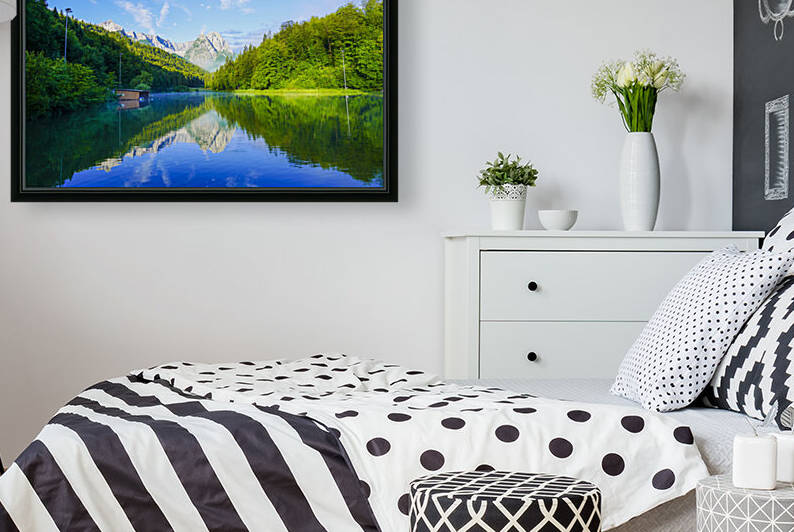 Brilliant Blue Skies over Lake Riessersee in the Bavarian Alps near Garmisch Partenkirchen Germany by 360 Studios