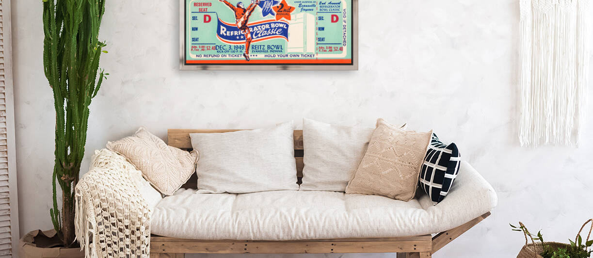 1949 Refrigerator Bowl Football Ticket Stub Art by Row One Brand