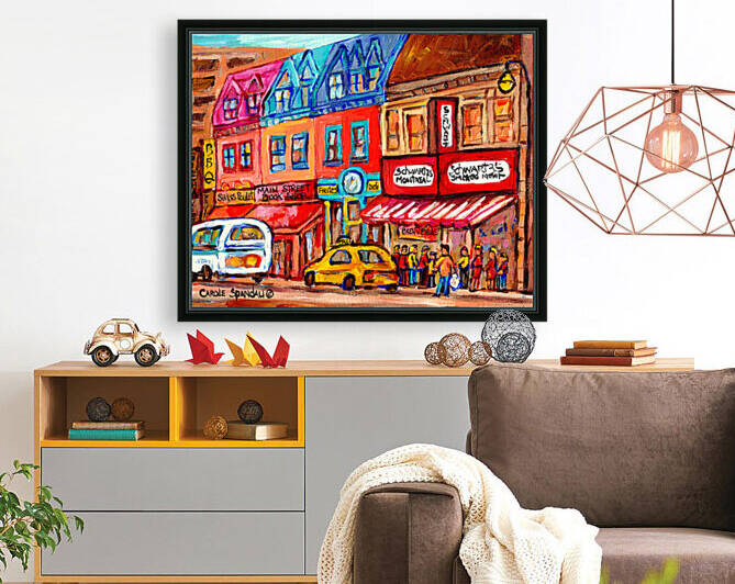 SCHWARTZ S DELI TO SIMCHAS MONTREAL SUMMER SCENE by Carole  Spandau