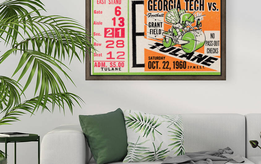 1960 Georgia Tech vs. Tulane Football Ticket Art Sale by Row One Brand
