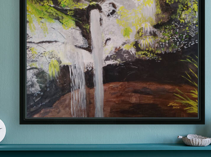 WATER FALL IN THE LAKE POND by Elizabeth Lee Adeghe