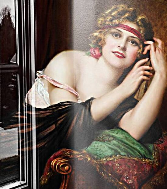 Portrait Of An Elegant Woman by Francois Martin-Kavel Vintage Illustration Xzendor7 Art Reproductions by xzendor7