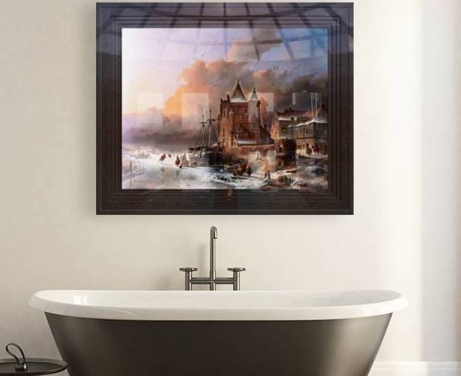 Riviere Gelee Avec Patineurs by Andreas Schelfhout Classical Fine Art Xzendor7 Old Masters Reproductions by xzendor7