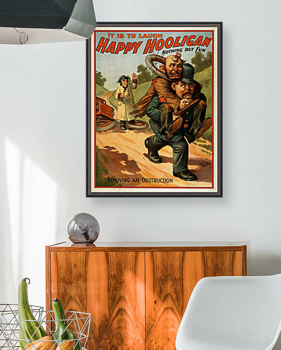 Happy Hooligan Removing an Obstruction Vintage Poster 1902 by VINTAGE POSTER
