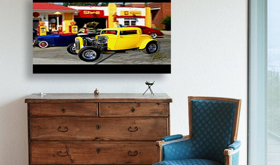 Hot Rod Gas Station  Wall Mural by Rikki Rocx Designs