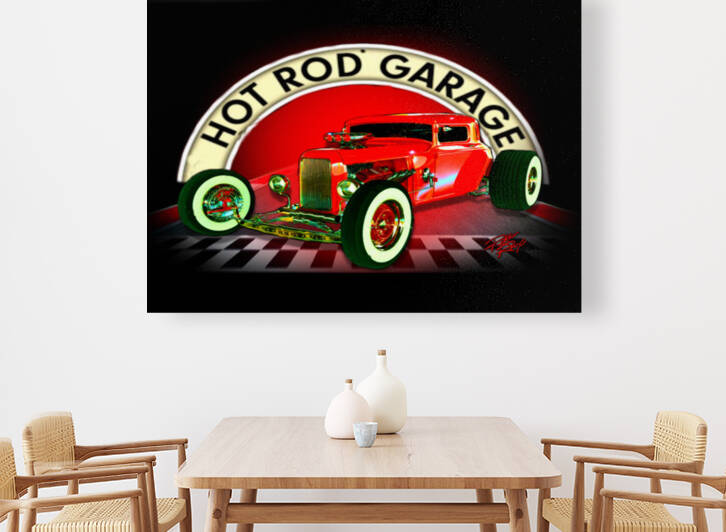 Hot Rod Garage WAll Mural by Rikki Rocx Designs