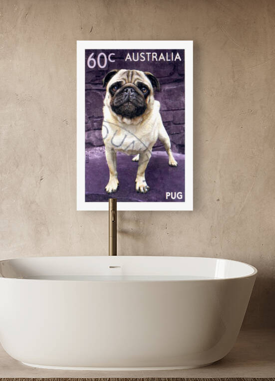 2013 AUSTRALIA Pug Dog Postage Stamp by Retrographics