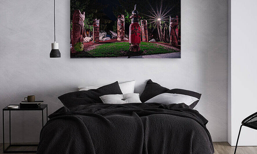 Clan Council Totem Poles by Kenneth White