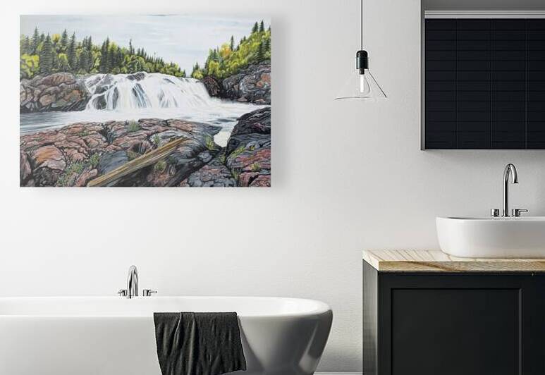 Aguasabon Falls Painting by Stephen Emms