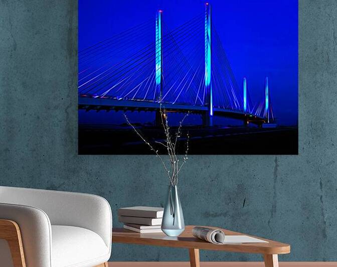Indian River Blue Bridge at Night Expressionism 5326 by Bill Swartwout Photography
