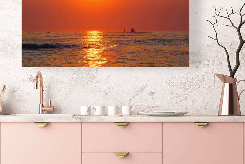 Inlet Sunrise with Birds and a Boat by Bill Swartwout Photography