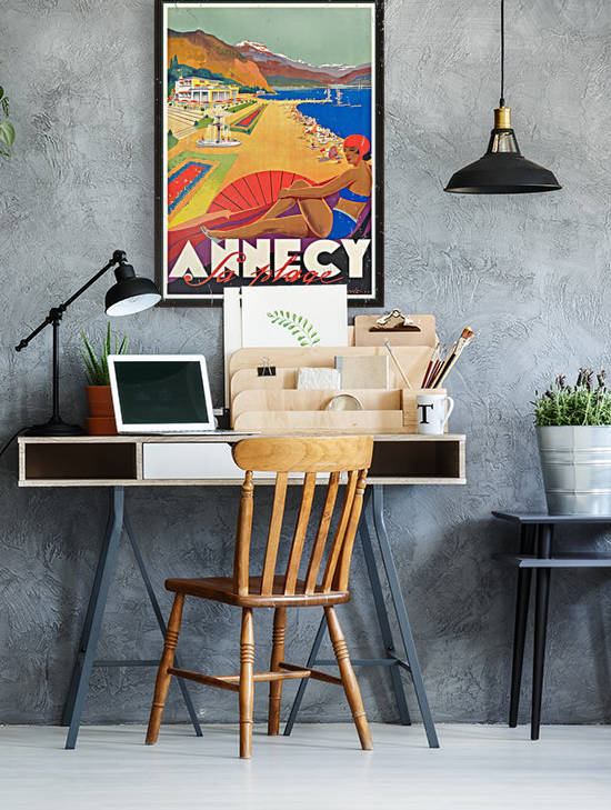 Vintage travel poster for Annecy La plage by VINTAGE POSTER