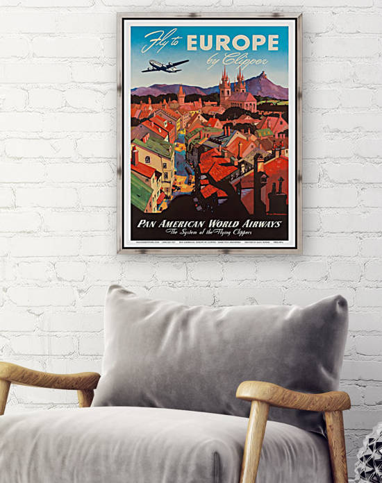 Fly to Europe poster for Pan American World Airways by VINTAGE POSTER