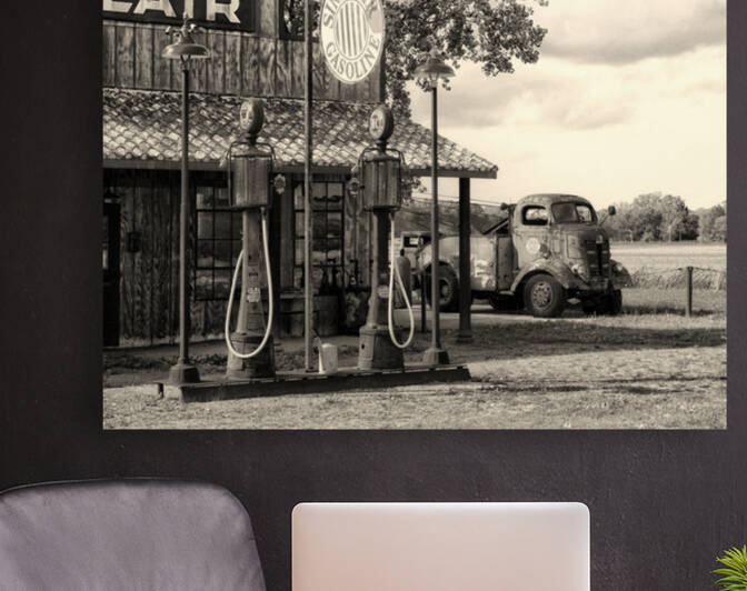 Old Gas Station in Black and White 110264 by Bill Swartwout Photography