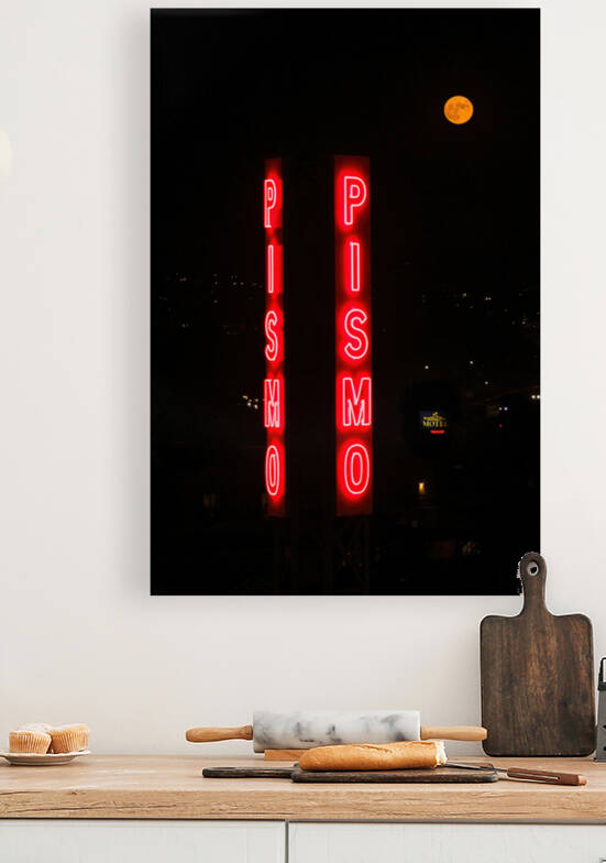 Pismo Sign & Full Moon by dronesey