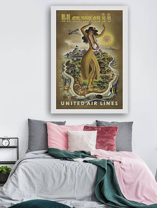 Vintage Travel Poster Hawaii United Air Lines by Scandinavian Design