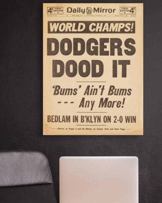 1955 BROOKLYN DODGERS Newspaper by The Dinger Studios