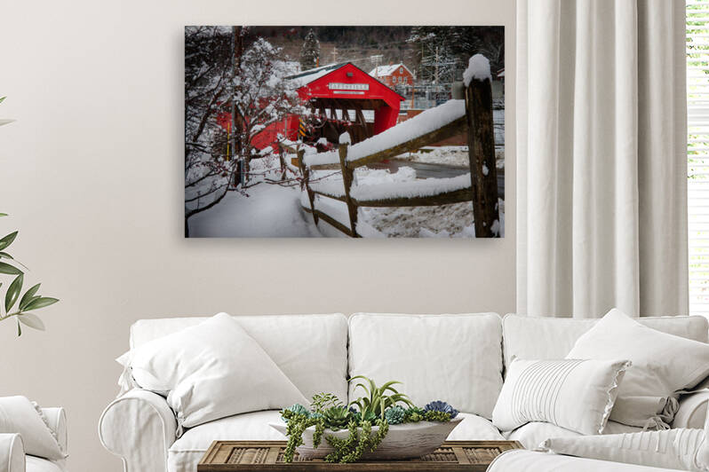 Taftsville covered Bridge VT in Winter by Jeff Folger