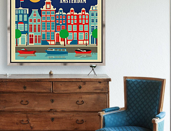 Amsterdam Art Print travel poster by VINTAGE POSTER