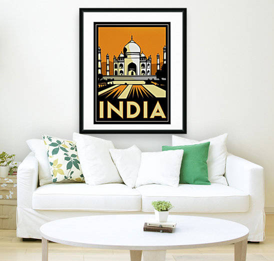 Taj Mahal india art deco retro travel vintage poster by VINTAGE POSTER