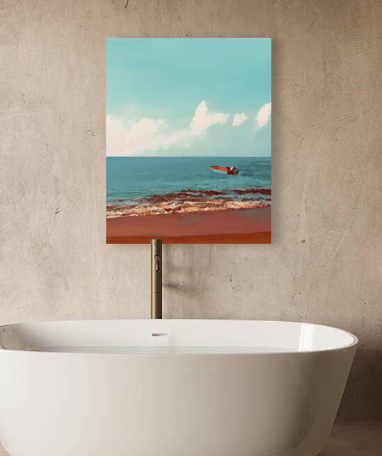 RED BOAT AT RED BEACH by Sibcod