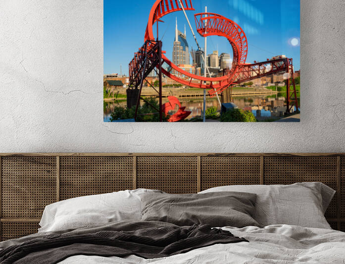 Modern sculpture frames the skyline of Nashville Tennessee by Steve Heap