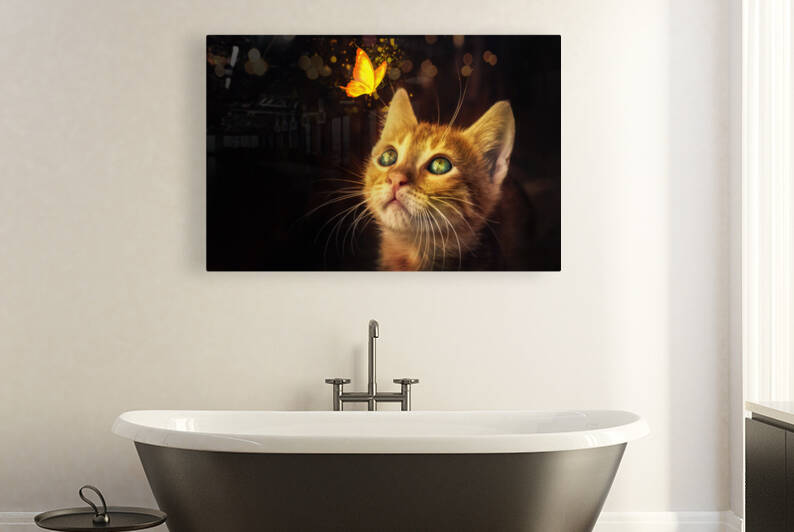 cat and butterfly by Vibrant Canvases