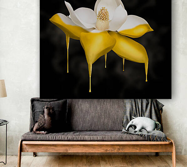 dripping gold flower by Vibrant Canvases