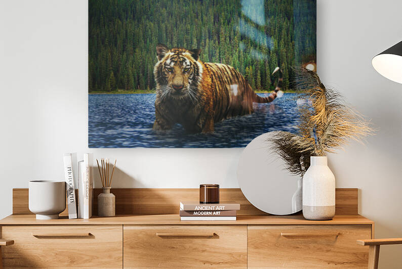 tiger in ocean 2 by Vibrant Canvases