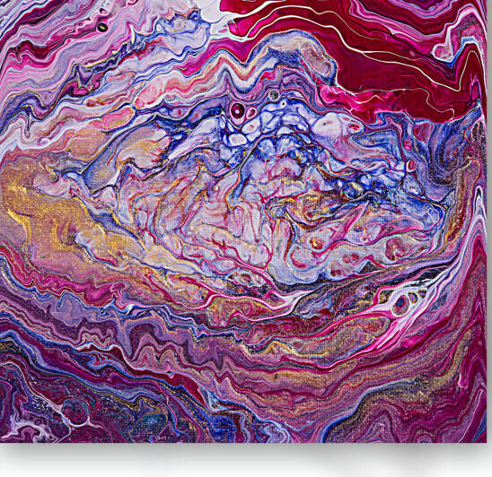 Abstract Acrylic Fluid Painting Pink Blue Gold by Matthias Hauser